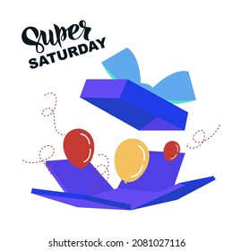 Super Saturday Sale banner. One day deal, special offer, big sale, clearance. Set of flat backgrounds for social media, stories, banners, invitation card, poster, greeting card. Vector illustration.