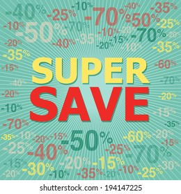 Super save background with percent discount pattern. 
