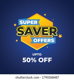 Super Saver Offers Deals Shopping Sale Label Vector