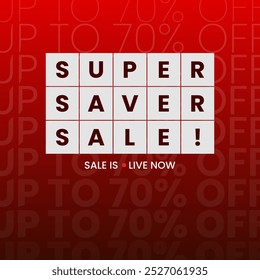 Super Saver Sale With 70% off sale banner design for online and offline store. Sale banner design with discount offer