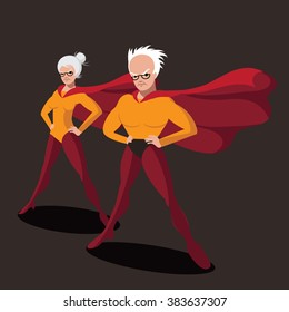 Super senior couple looking strong. EPS 10 vector.
