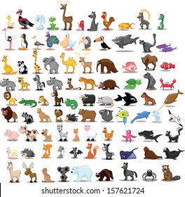 Super set of 91 cute cartoon animals 
