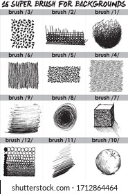 super  set of black brush . Paint, ink, grunge, brushes, lines. Dirty artistic design elements, boxes, frames. Freehand drawing. Vector illustration and brush Photoshop. Isolated on white background . - Shutterstock ID 1712864464