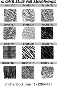 Super  Set Of Black Brush . Paint, Ink, Grunge, Brushes, Lines. Dirty Artistic Design Elements, Boxes, Frames. Freehand Drawing. Vector Illustration And Brush Photoshop. Isolated On White Background .