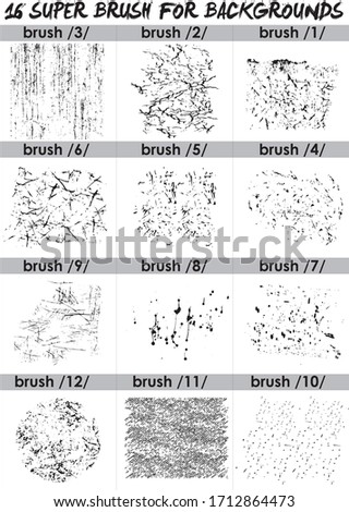 super  set of black brush . Paint, ink, grunge, brushes, lines. Dirty artistic design elements, boxes, frames. Freehand drawing. Vector illustration and brush Photoshop. Isolated on white background .