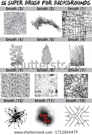 super  set of black brush . Paint, ink, grunge, brushes, lines. Dirty artistic design elements, boxes, frames. Freehand drawing. Vector illustration and brush Photoshop. Isolated on white background .