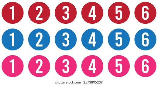 Super set bullet point on white background. Colorful markers with number from 1 to 15. Modern vector illustration.