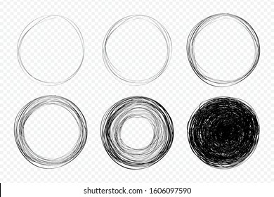 Super set of circles lines sketch hand drawn. Doodle circles for design elements, messages, notes labels. Bubble proet vector illustration.