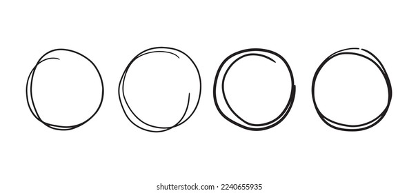 Super Satz von Kreisen Linien Skizze handgezeichnet. Doodle-Kreise für Design-Elemente