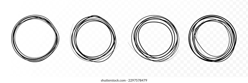 Super set of circles lines sketch hand drawn. Doodle circles for design elements, messages, notes labels. Bubble proet vector illustration.