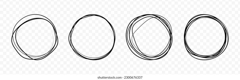Super set of circles lines sketch hand drawn. Doodle circles for design elements, messages, notes labels. Bubble proet vector illustration.