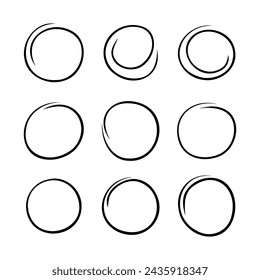 Super set of circles lines sketch hand drawn. Doodle circles for design elements