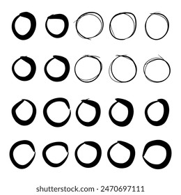 Super set of circles lines sketch hand drawn. Doodle circles for design elements