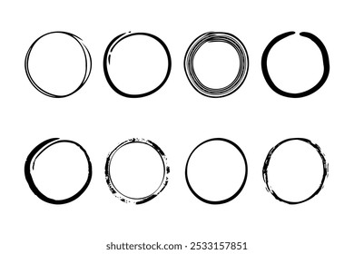 Super set of circles lines sketch hand drawn. Doodle circles for design elements
