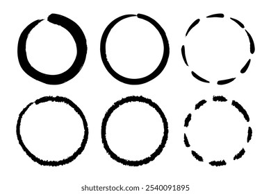 Super set of circles lines sketch hand drawn. Doodle circles for design elements