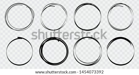 Super set of circles lines sketch hand drawn. Doodle circles for design elements, messages, notes labels. Bubble proet vector illustration.