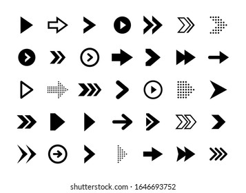 Super set different arrows mark. Flat style vector illustration.