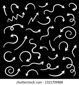 Super set different hand-drawn arrows, vector graphic design.
