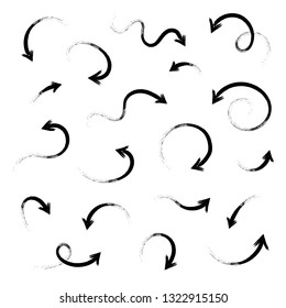 Super set different hand-drawn arrows, vector graphic design.