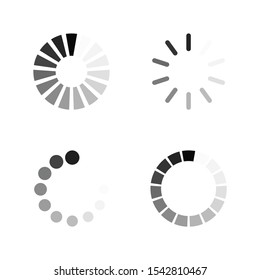 Super set different load icon. Circle website buffer loader or preloader. Download or upload status icon.