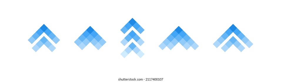 Super set different pixel arrows mark. Colorful arrows pointers collections. Flat style vector illustration.