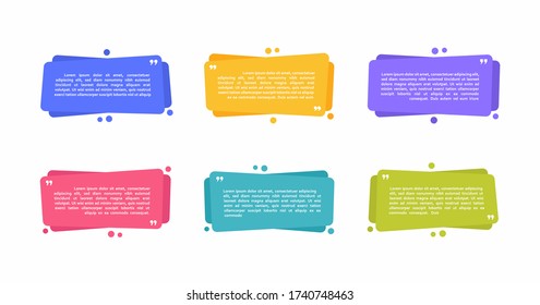 Super set different shape geometric texting boxes. Colored abstract shapes for quote and text. Modern flat style vector illustration.