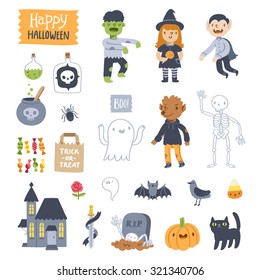 Super set of Halloween vector illustrations