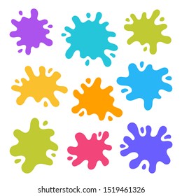 Super set hand drawn colored blots isolated on white background. Vector illustration.