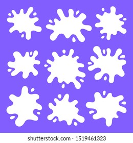 Super set hand drawn Milk blot isolated on white background. Vector illustration.