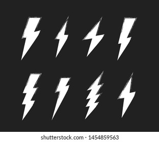 Super set Lightning bolt. Thunderbolt, lightning strike. Modern flat style vector illustration.