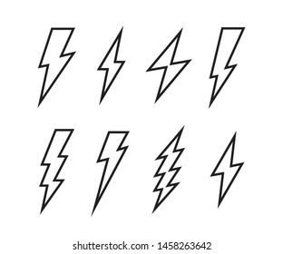 Super set Lightning bolt. Thunderbolt, lightning strike. Modern flat style vector illustration.