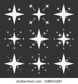 Super set of original vector stars sparkle icon. Bright firework, decoration twinkle, shiny flash. Glowing light effect stars and bursts collection. Vector Illustration EPS10.