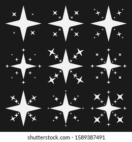 Super set of original vector stars sparkle icon. Bright firework, decoration twinkle, shiny flash. Glowing light effect stars and bursts collection. Vector Illustration EPS10.