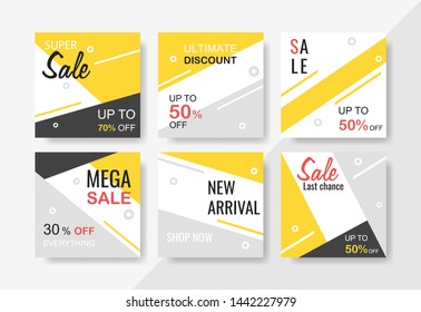 Super set sale and discount promo backgrounds with abstract geometric pattern. Modern promotion web banner for social media and mobile apps. Email and newsletter layouts.