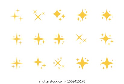 Super set of stars sparkle icon. Bright firework, decoration twinkle, shiny flash. Glowing light effect stars and bursts collection. Vector graphic design.