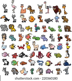 Super set of vector cute cartoon animals 