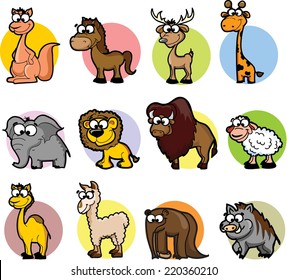 Super set of vector cute cartoon animals 