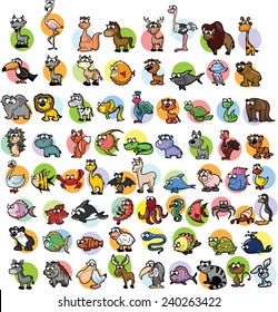 Super set of vector cute cartoon animals 