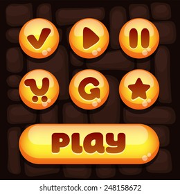 Super set of vector elements for mobile games with yellow elements 