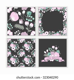 Super Set of Vector Floral Seamless Patterns and Backgrounds, web template, invitation, greeting card, wedding, birthday, scrapbooking