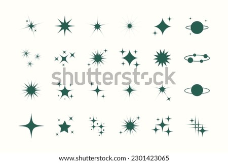 Super set vector star modern stars. Sparkle star icon collection. Twinkling stars symbol in trendy design. Vector illustration.	
