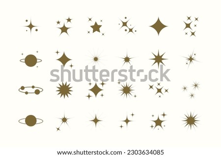 Super set vector star modern stars. Sparkle star icon collection. Twinkling stars symbol in trendy design. Vector illustration.