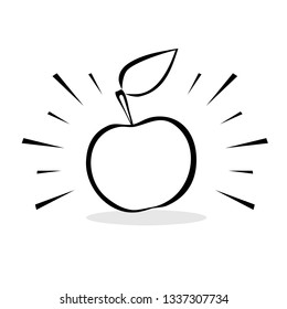 super shiny cartoon apple sketch vector isolated on white background