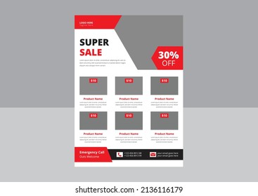 Super Shop Flyer Design. Super Sale flyer poster leaflet template. Supermarket Sale flyer design. Cover, a4 size, Flyer Design.