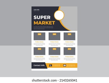 Super Shop Flyer Design. Super Sale flyer poster leaflet template. Supermarket Sale flyer design. Cover, a4 size, Flyer Design.