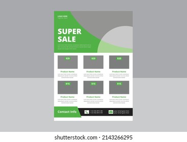 Super Shop Flyer Design. Super Sale Flyer Poster Leaflet Template. Supermarket Sale Flyer Design. Cover, A4 Size, Flyer Design.