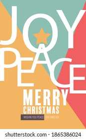 Super simple, minimalistic christmas card with clean design, with joy and peace inscription. for creating background, greeting card, website, mobile website banner, party invitation card, social media