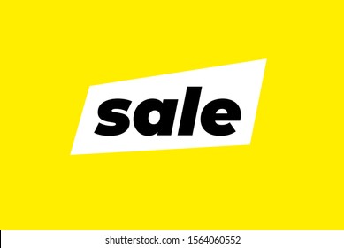 Super Simple Vector Minimalist Banner. Word Sale on Bright Yellow Background in white frame