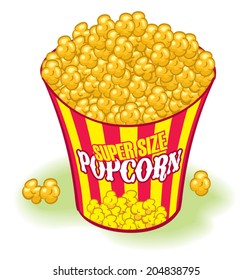 Super sized Movie Theater Popcorn. Yellow and red,