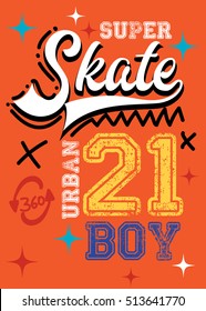 Super Skate Boy, T-shirt Print Poster Vector